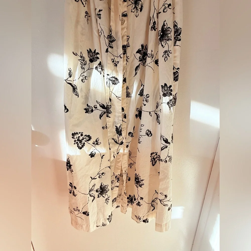 Kentucky Derby Dainty Floral Print Black + Cream Dress with Ruffled Sleeves - Picture 7 of 10